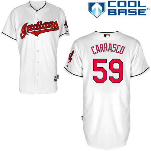 Carlos Carrasco #59 MLB Jersey-Cleveland Indians Men's Authentic Home White Cool Base Baseball Jersey